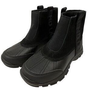 Lands’ End Kids Size 1 Black Ankle Boots Thermolite suede faux leather NWT